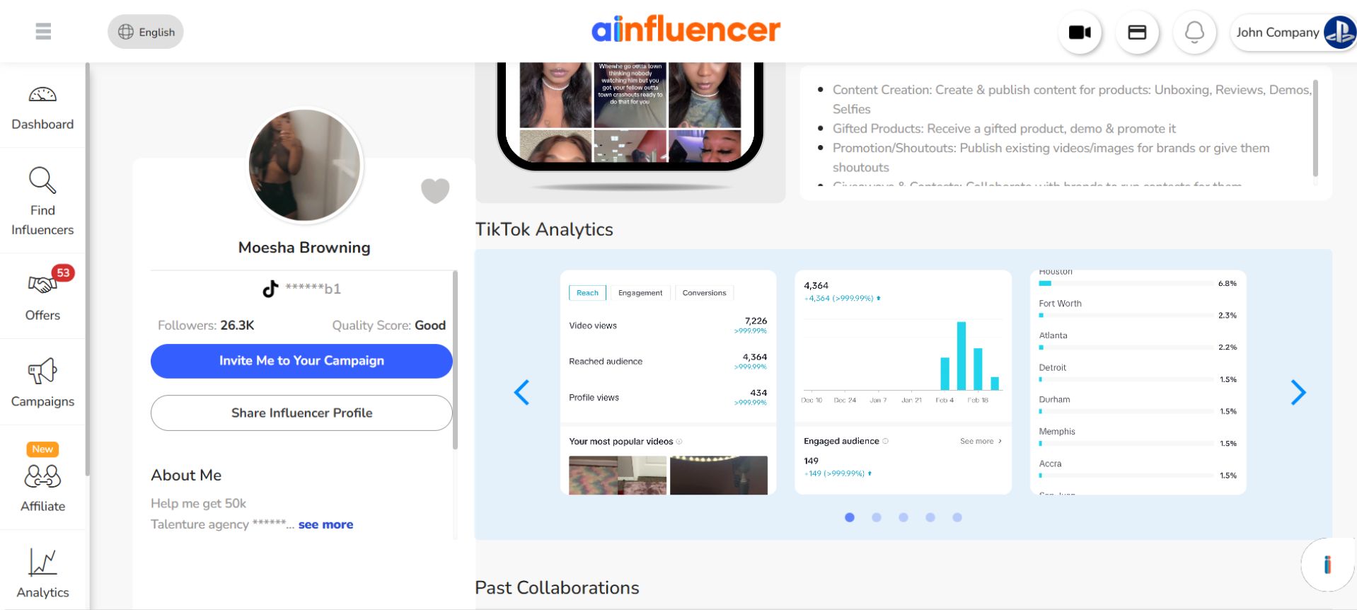 Actionable Insights on Ainfluencer