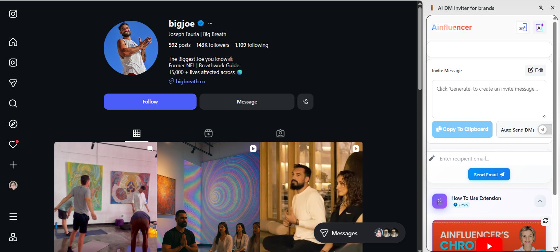 Chrome Extension for Influencer Outreach on Ainfluencer