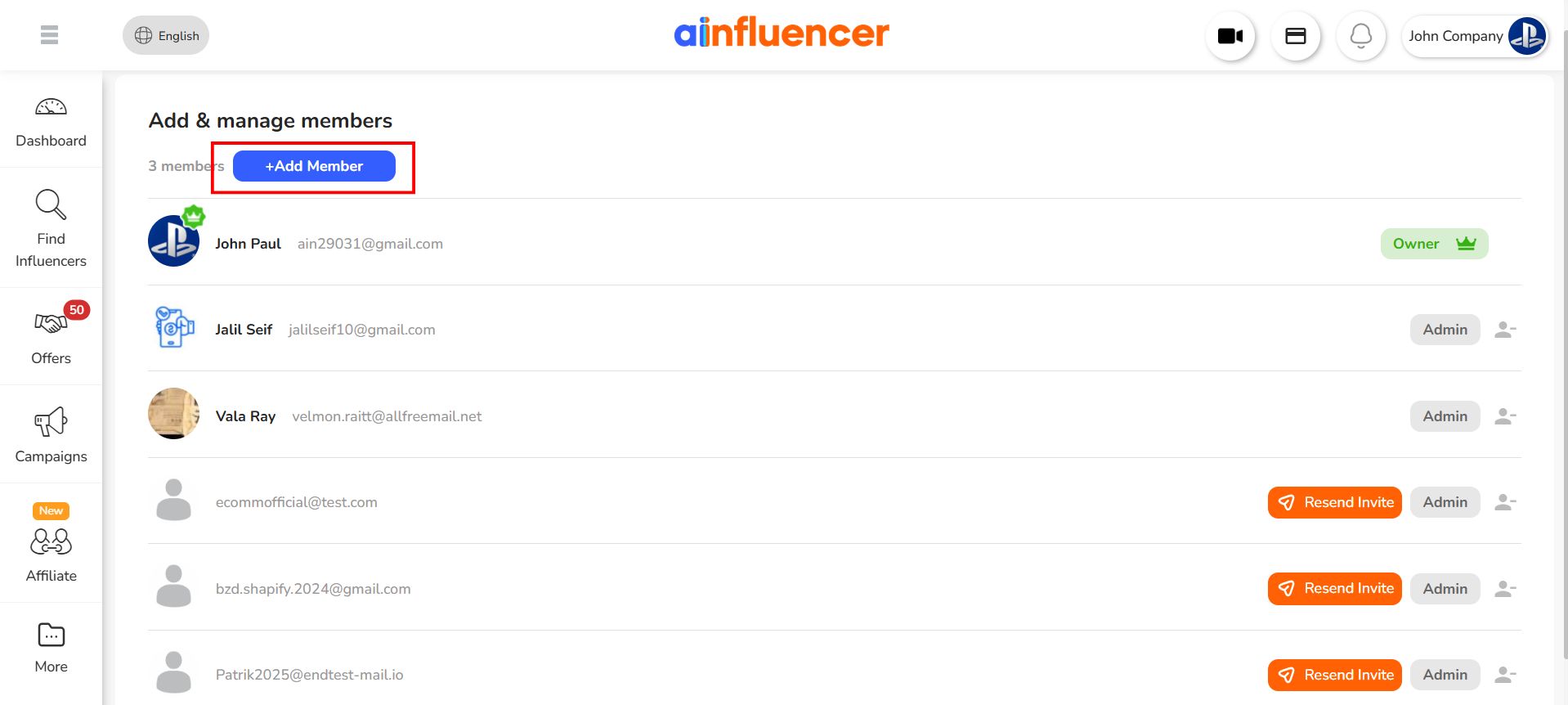 add members and define their roles