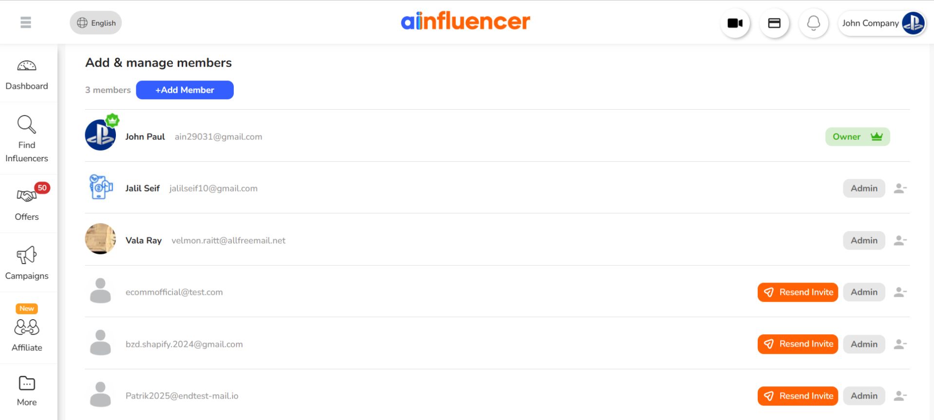 add members and define their roles
